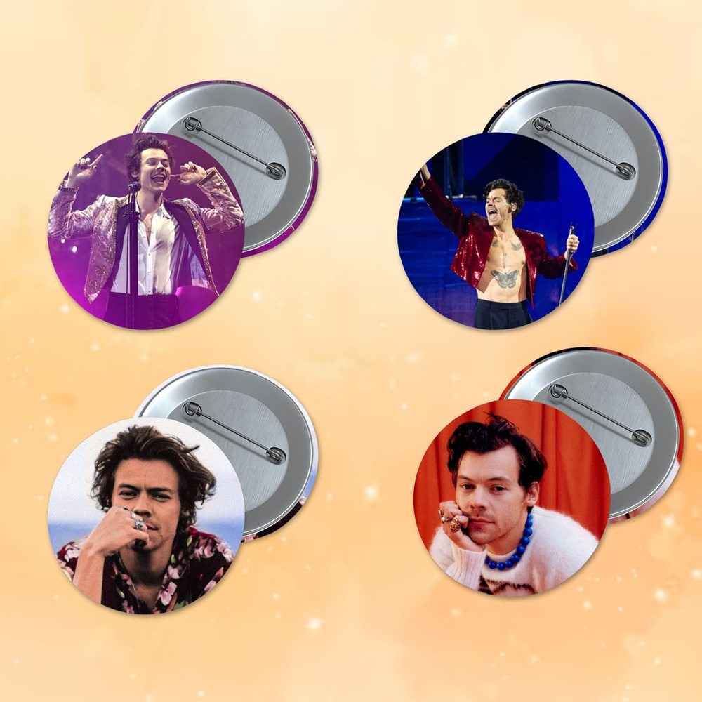 Harry Styles 1.5 inch Pinback Button 4 Pack Music Artist Actor Stocking Stuffer